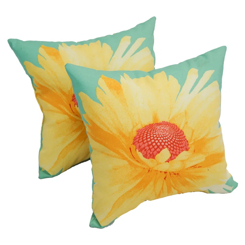 Blazing Needles Indoor/Outdoor Reversible Throw Pillow (Set of 2)