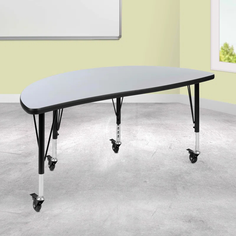 Flash Furniture Goddard Half Circle Wave Collaborative Adjustable Height Activity Table