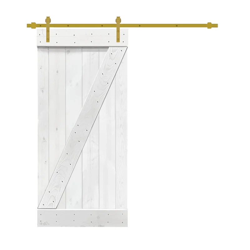 Calhome 84'' Solid + Manufactured Wood Paneled Painted with Installation Hardware Kit Barn Door