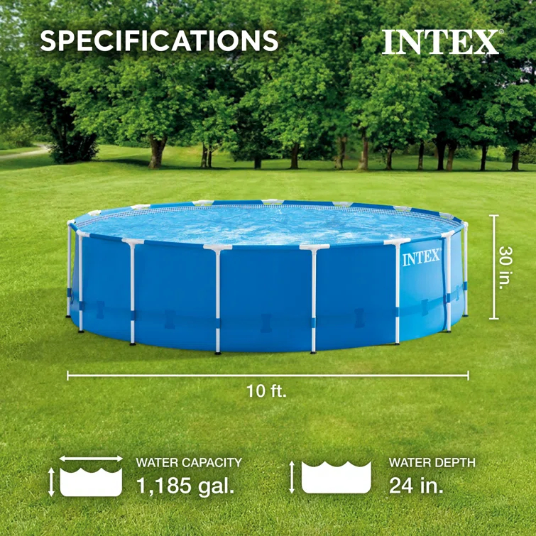 Intex Intex 10ft x 30in Metal Frame Swimming Pool Set with Filter and Debris Cover