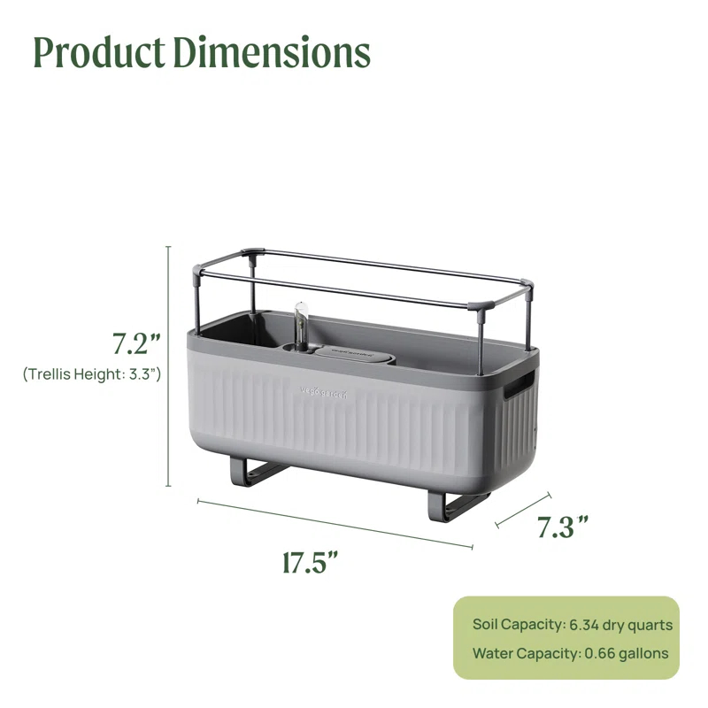 Vego Garden Mini Herb Plastic Outdoor Pot Planter with Trellis