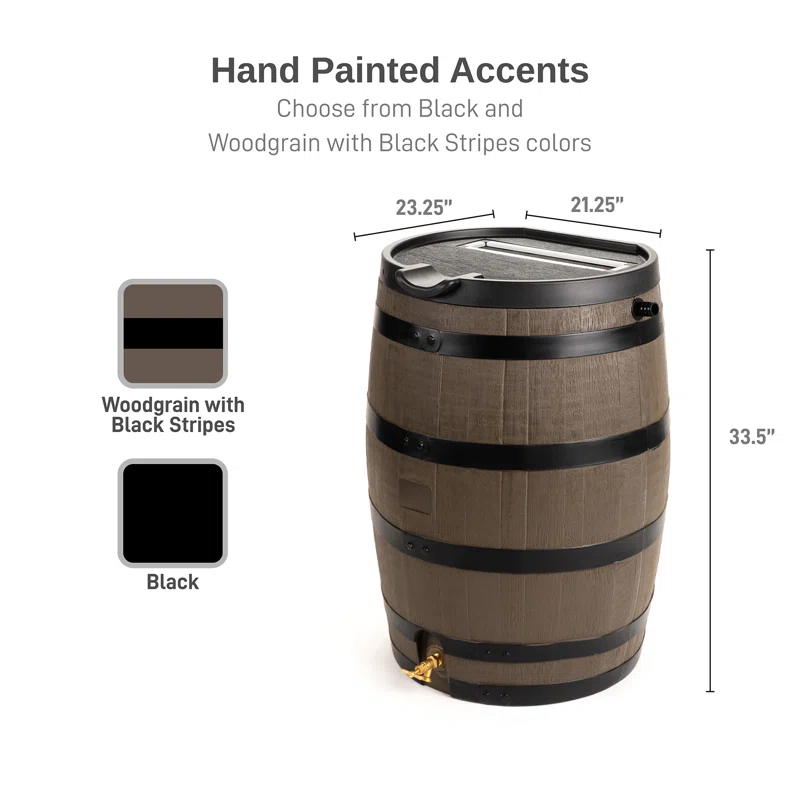 RTS Companies 55 Gallon Premium Eco Flat Back Rain Barrel with Removable Lid