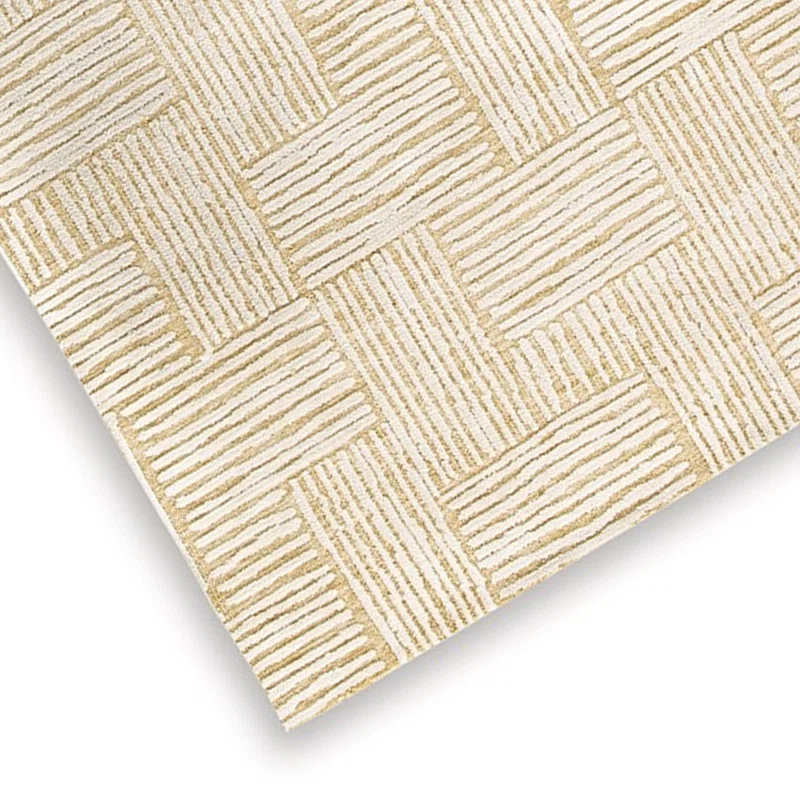 Benjara Aden 8 X 10 Large Area Rug, Handwoven Basket Weave Design, Beige Polyester