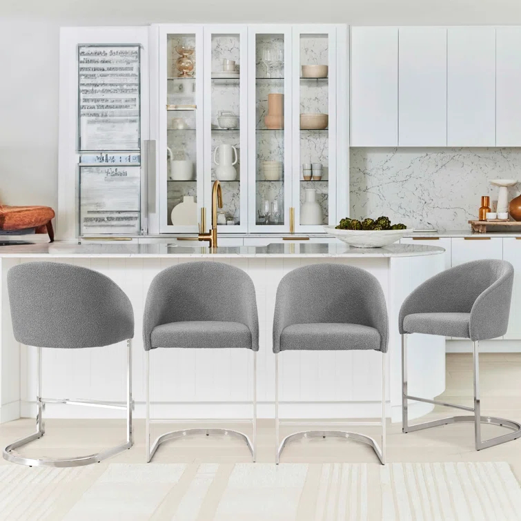 Brayden Studio® Chylee 26'' Boucle Upholstered Counter Stool