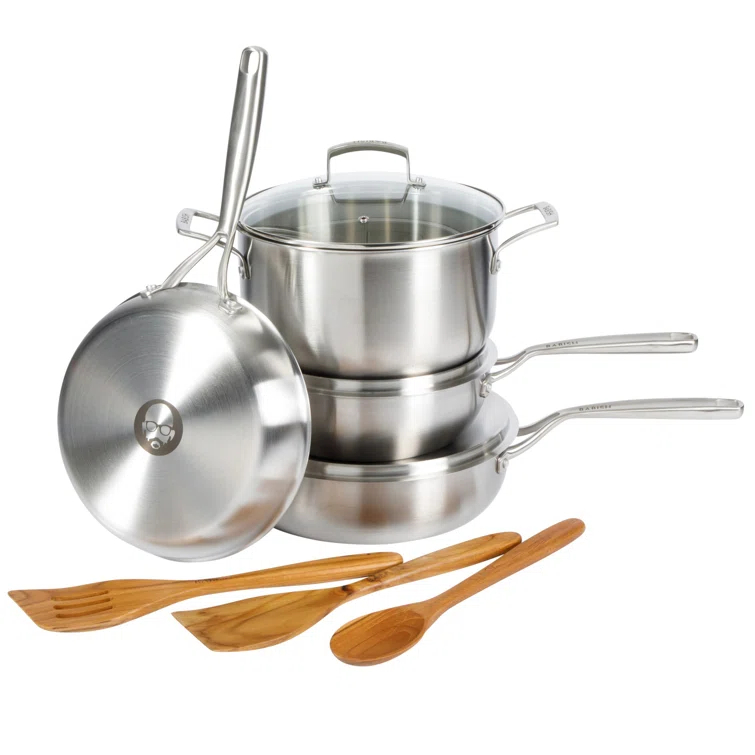 Babish Babish 10 Piece Professional Tri Ply Non Toxic Pots and Pans Cookware Set