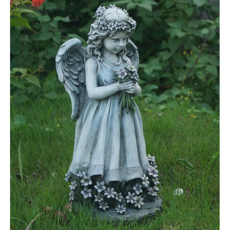 Hi-Line Gift Ltd. Angel Holding Flowers Statue