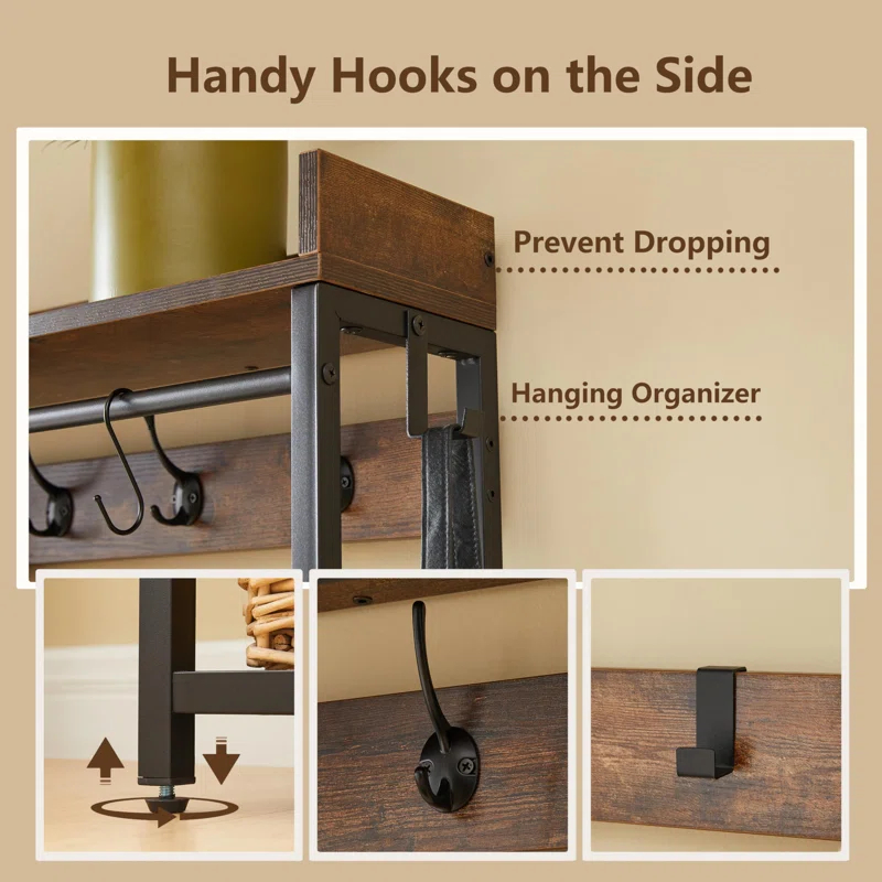 Hall Tree, 5-in-1 Coat Rack with Bench and Shoe Storage