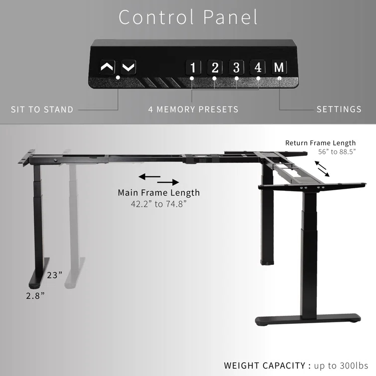 Vivo VIVO White Electric Motor Height Adjustable Corner 3 Leg Standing Desk Frame (Frame Only)