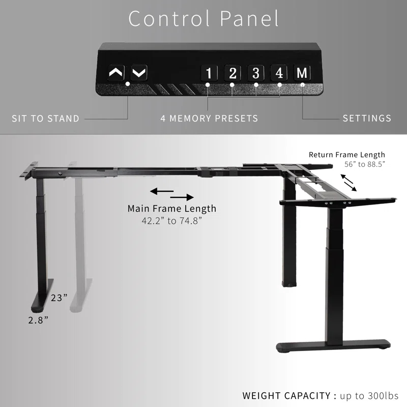 Vivo VIVO White Electric Motor Height Adjustable Corner 3 Leg Standing Desk Frame (Frame Only)