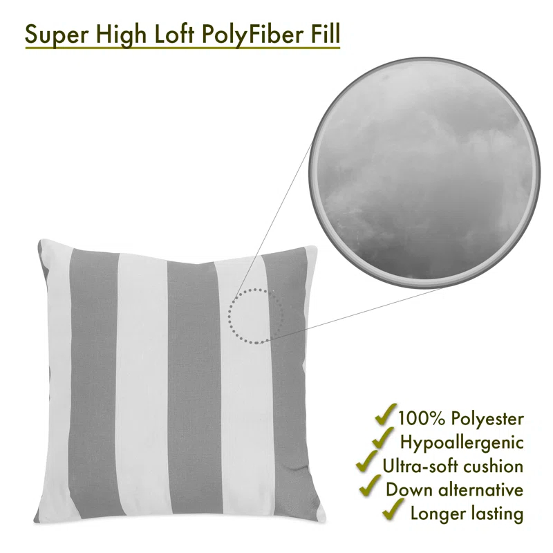 Majestic Home Goods Vertical Stripe Striped Indoor/Outdoor Reversible Throw Pillow