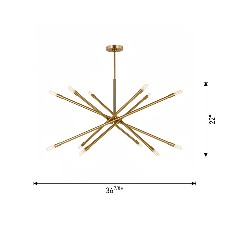 Mercer41 12 - Light Dimmable Sputnik Modern Linear Chandelier