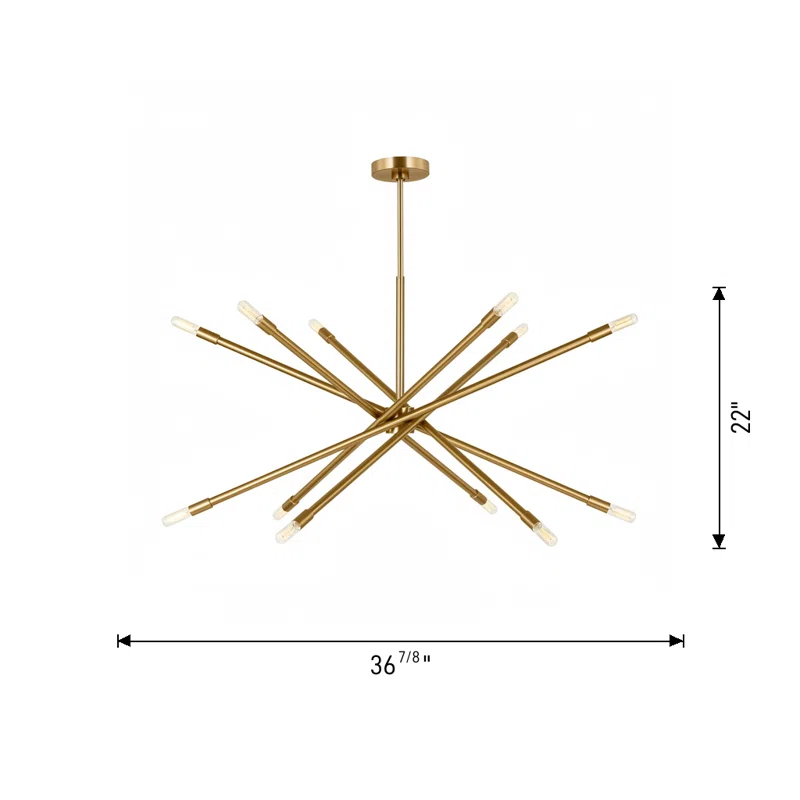 Mercer41 12 - Light Dimmable Sputnik Modern Linear Chandelier