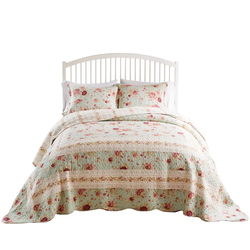Antique Rose Cotton Reversible Quilt Set