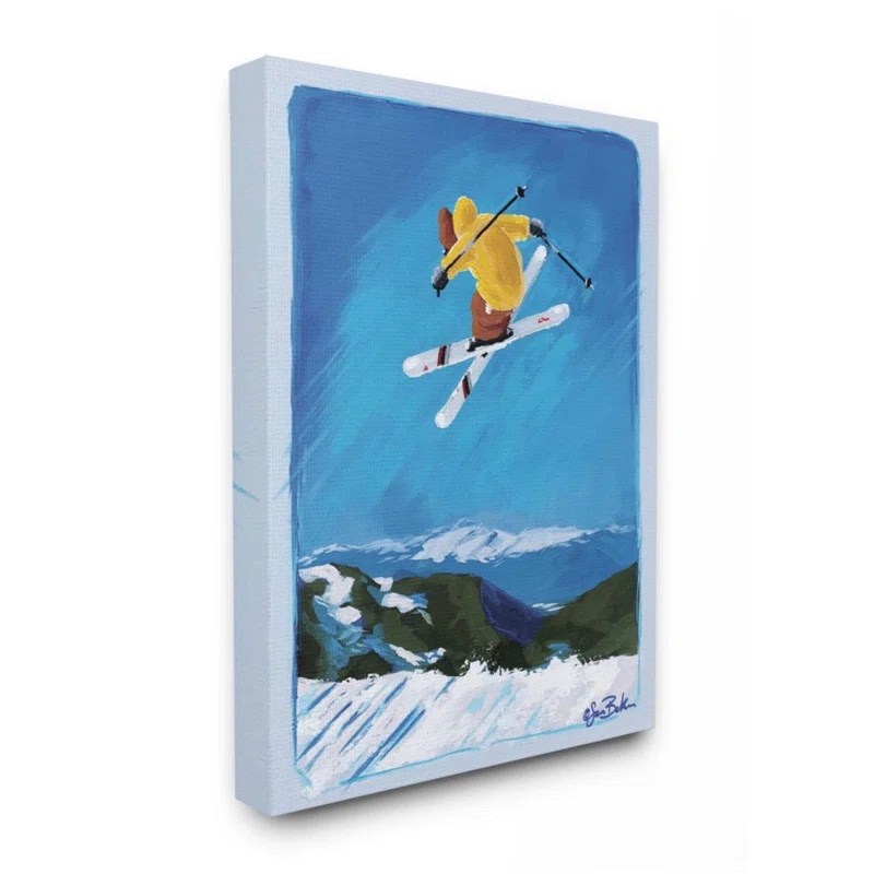 Stupell Industries " Winter Athlete Ski Jump Snow Sports " by Sarah Baker