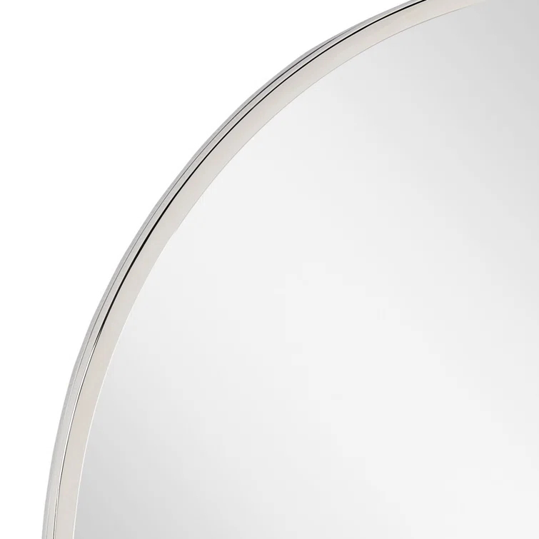 Polished Nickel Oval Iron Framed Bathroom Vanity Mirror