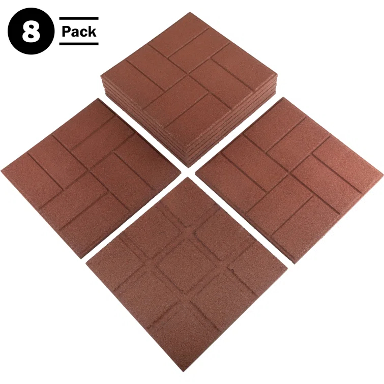 Pure Garden Deck Tiles 8-Pack - Dual-Sided Outdoor Flooring Tile - 28SQFT Rubber Pavers for Outside Patio, Garden Walkway, Balcony, or Shed