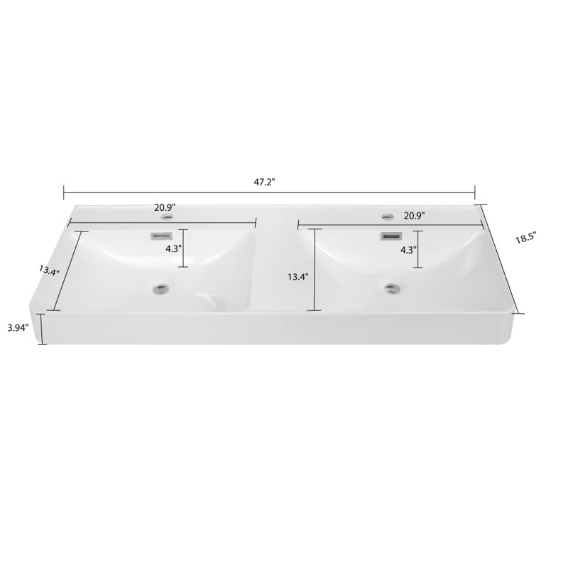 Streamline Bath 47.2" Solid Surface Resin Streamline Vanity Top