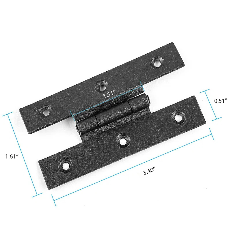 Black Wrought Iron Cabinet H Hinge 3.5" H 1/4" Offset Door Hinge