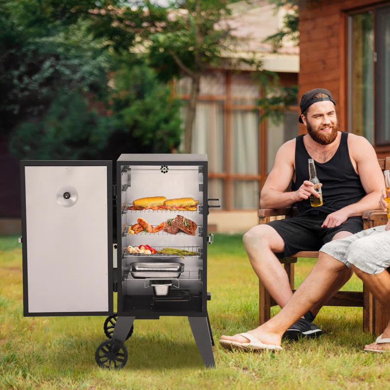Royal Gourmet Royal Gourmet 28-Inch Analog Electric Smoker with 3 Cooking Grates, 1350W Output, Adjustable Temperature Control, Black