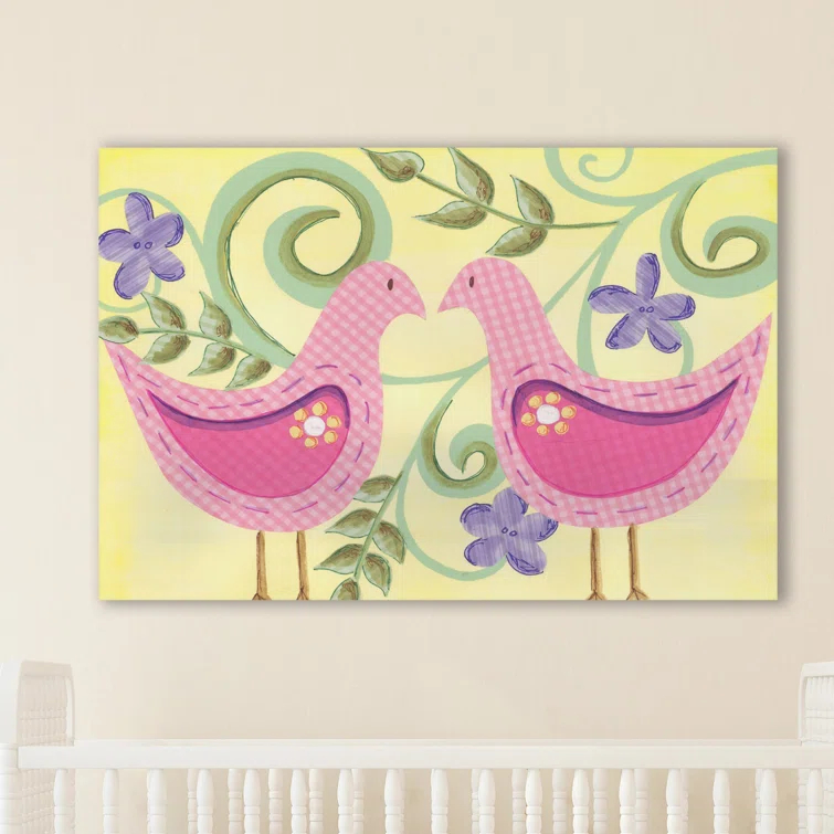 Marmont Hill "2 Birds" by Reesa Qualia Print on Wrapped Canvas