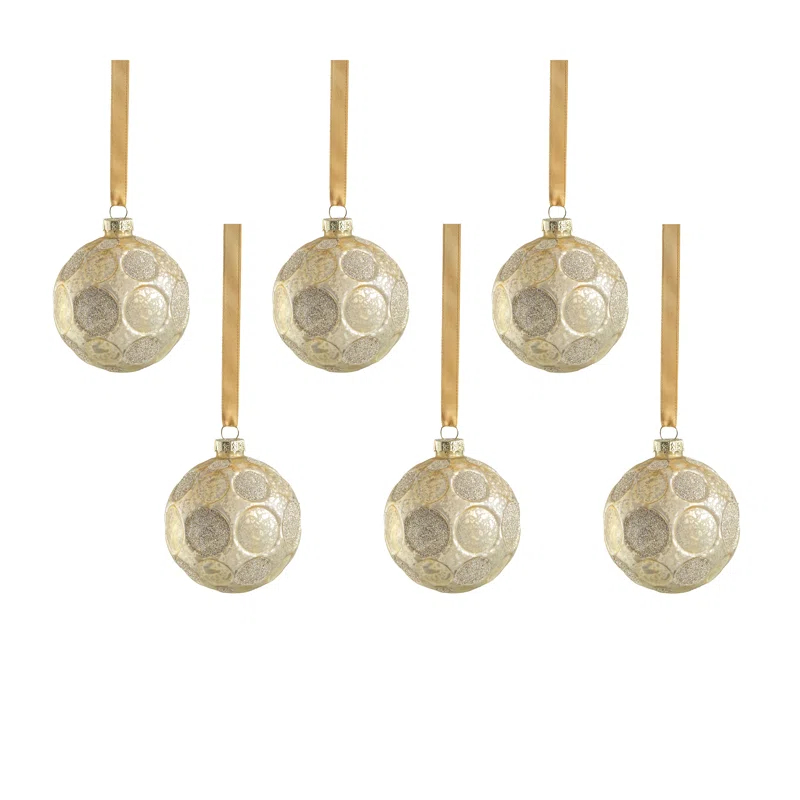 Rosdorf Park Serenity 6-Piece Set Matte Frosted Glass Ball Ornaments