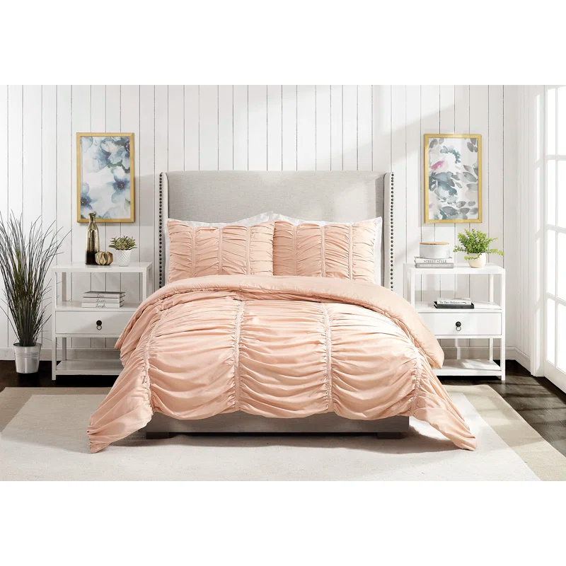 Modern Heirloom Emily Ruched Solid Textured Comforter Set