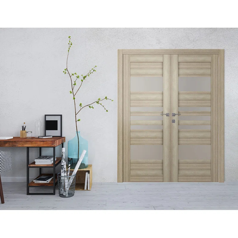 Belldinni Leti Solid Manufactured Wood and Glass Paneled Prefinished Double French Door