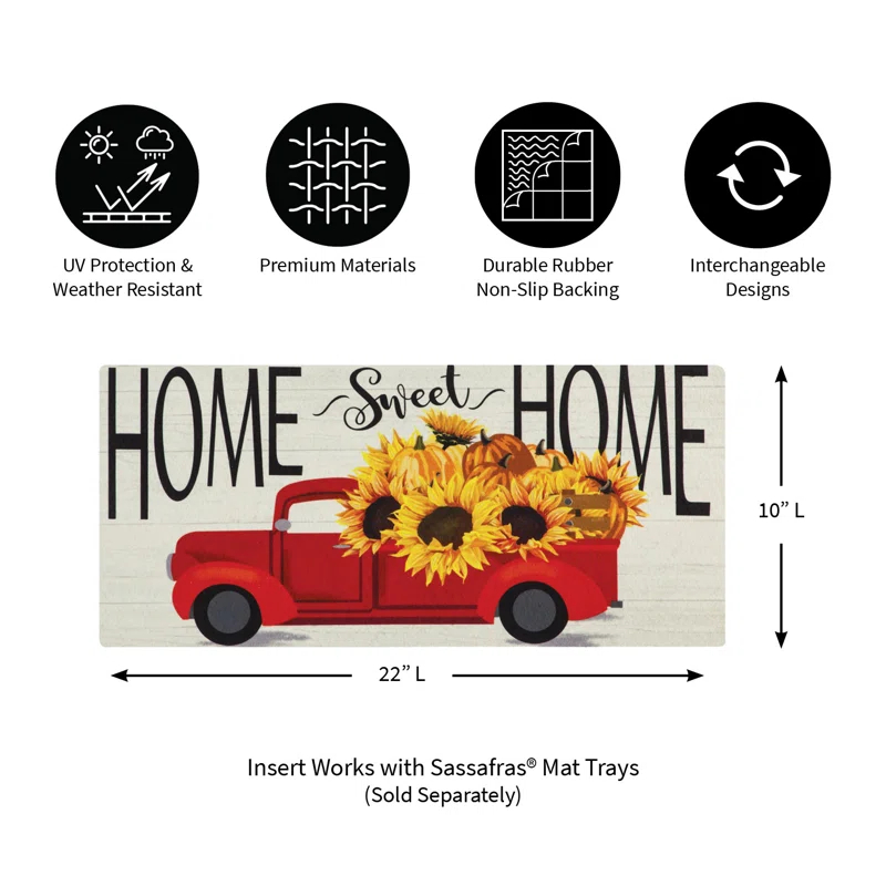 Evergreen Enterprises, Inc Sassafras All Seasons Outdoor Mat Set with 1 Frame and 4 Themed Insert Mats