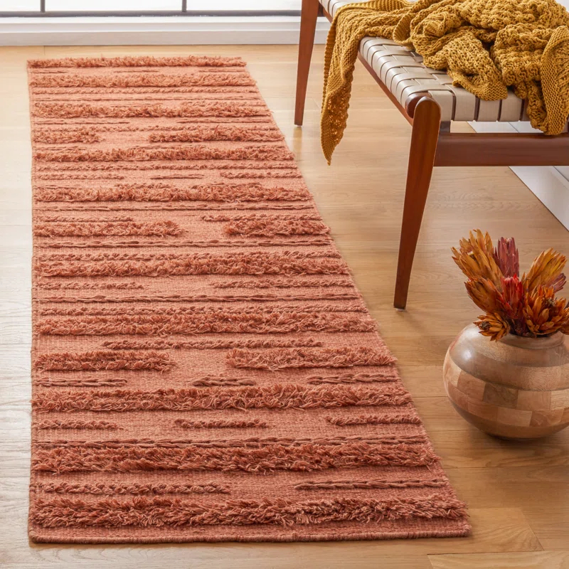 Laurel Foundry Modern Farmhouse® Hartzler Hand-Woven Flatweave Wool/Cotton Rust/Orange Area Rug