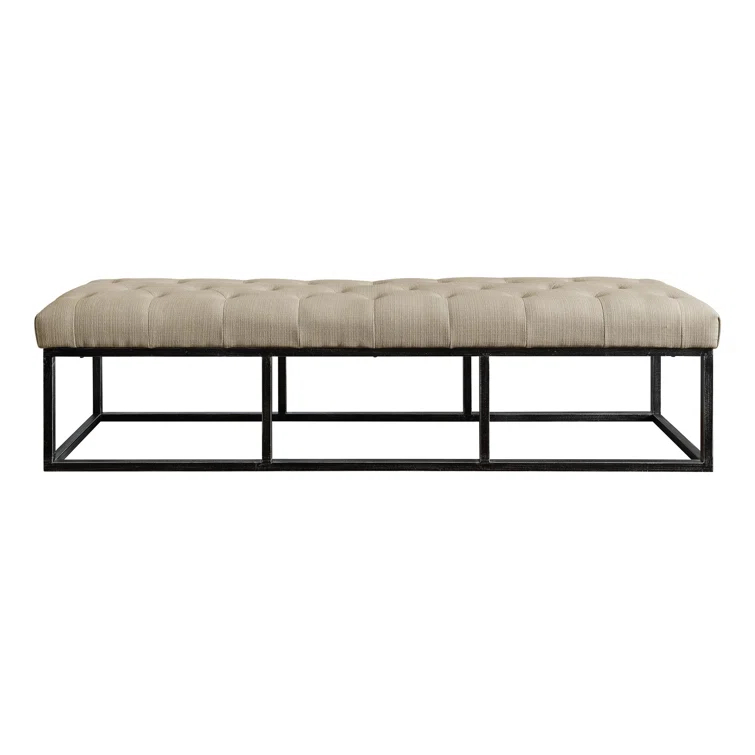 Finch Danes Claire Tufted Bench with Iron Legs, Modern 72.5" Bench for Bedroom or Living Room