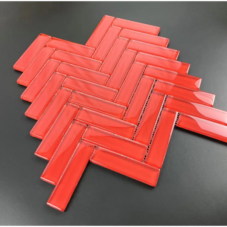 ES Stone 1" x 4" Glass Herringbone / Chevron Mosaic Tile (Set of 10)