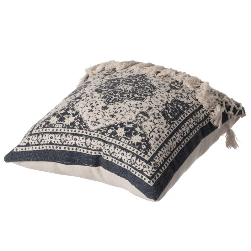 DEERLUX 16" Handwoven Cotton Throw Pillow Cover with Traditional Pattern and Tasseled Top without Cushion