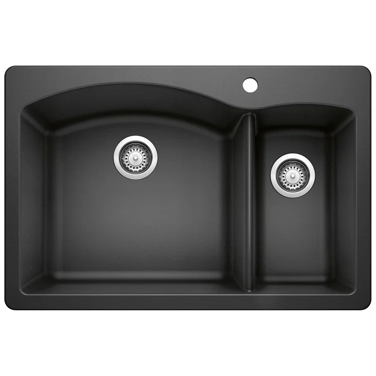 Blanco Diamond Silgranit 33" L x 22" W Double Basin Drop-In/Undermount Sink 440199