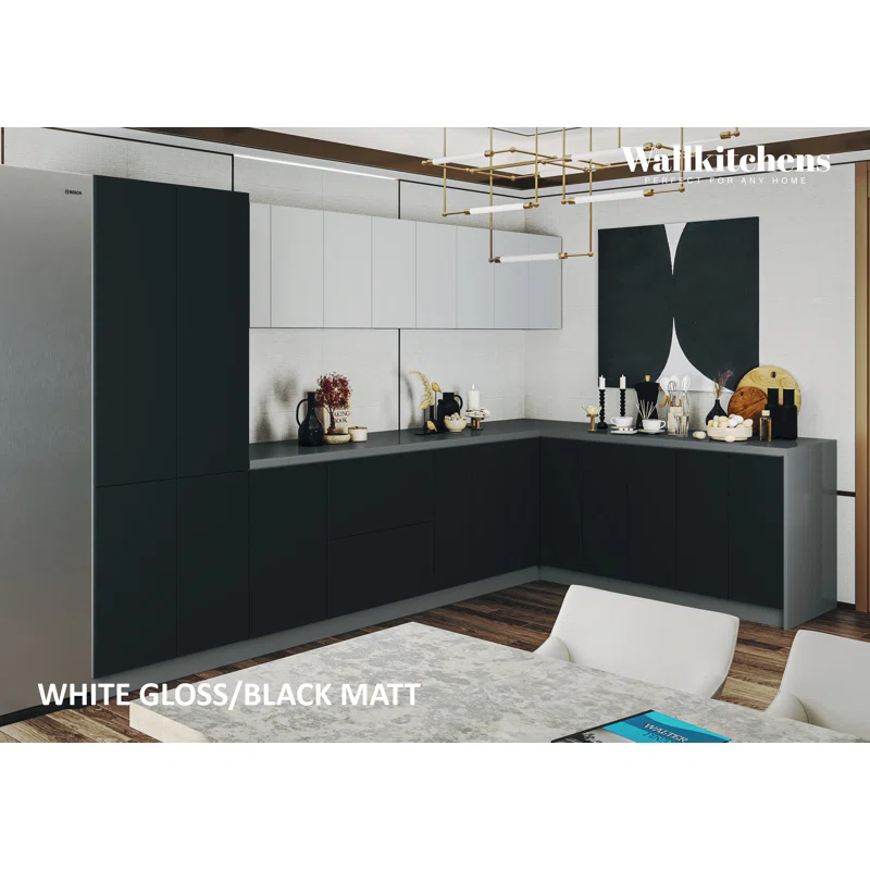 WALLKITCHENS FK-PRESTIGE 138'' W x 83'' H Medium Density Fiberboard (MDF) Kitchen Cabinet Set Ready-to-Assemble