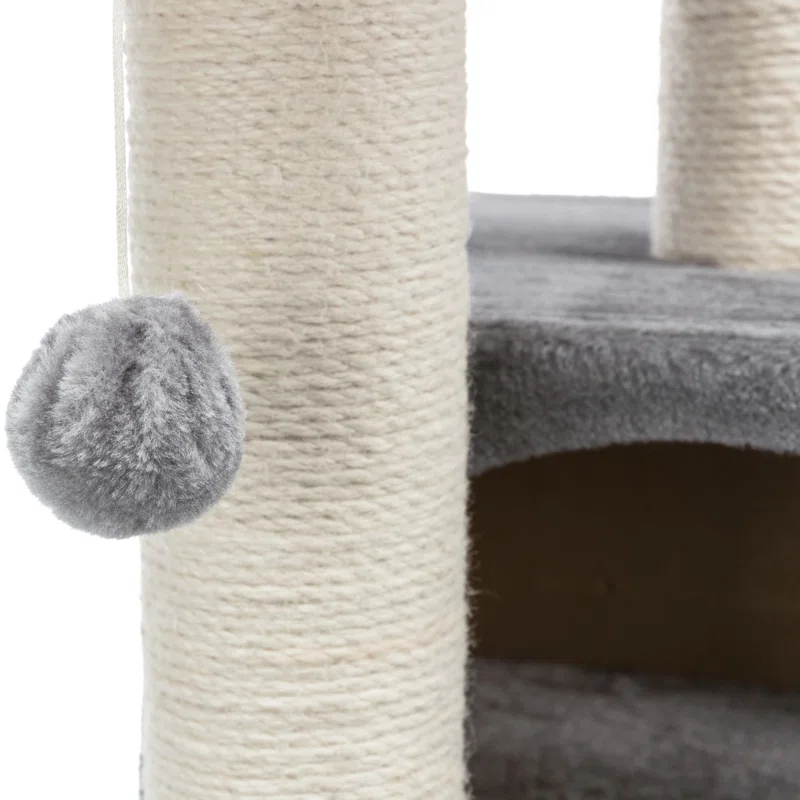 TRIXIE TRIXIE Valencia 28" Cat Tree, 3-Level Cat Tower, Sisal Scratching Posts, Plush Condo and Platforms, Dangling Cat Toy
