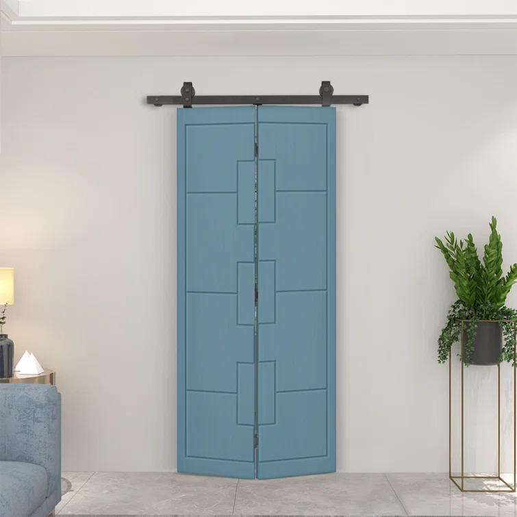 Calhome Modern Bi-Fold Barn Door with Sliding Hardware Kit