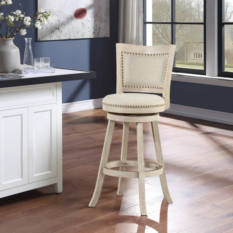Dovecove Falken Swivel Upholstered Counter Stool with Solid Wood Frame