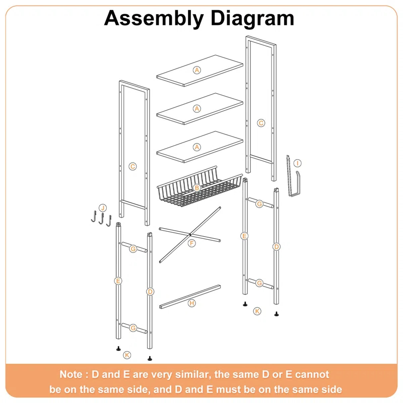4-Tier Bathroom Organizer Shelf Over Toilet with Adjustable Shelf and Basket