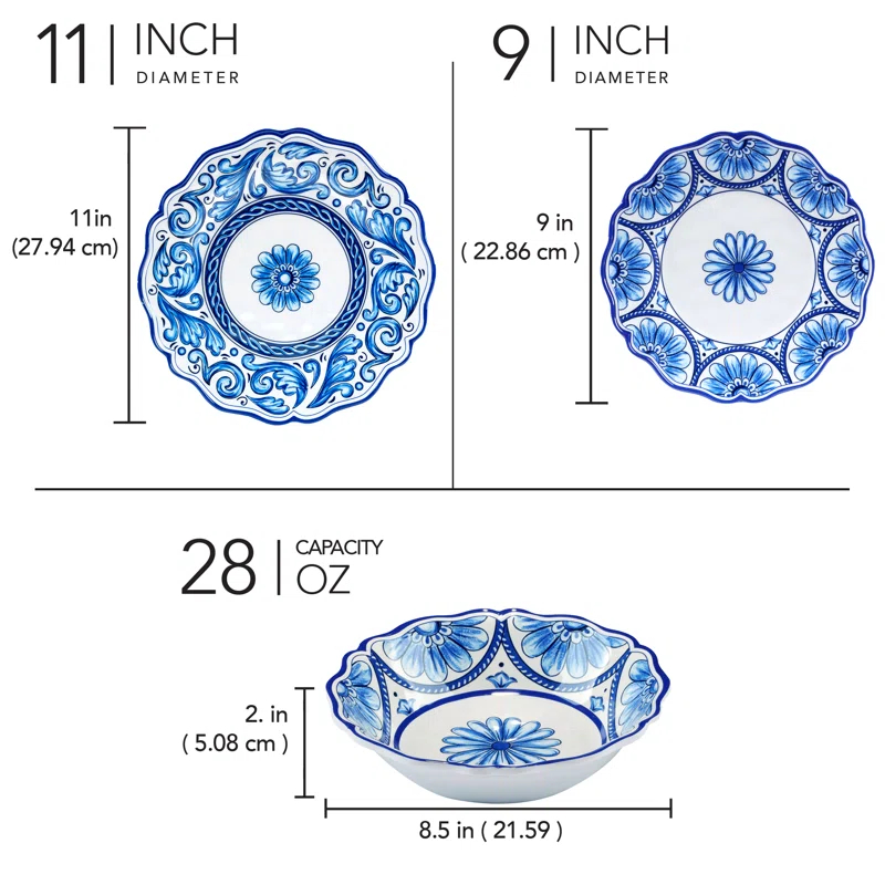 Veranda Melamine 12 pc Dinnerware Set