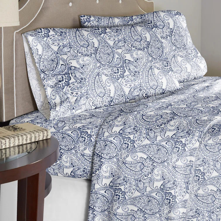 Pointehaven Boho Percale Paisley Sheet Set
