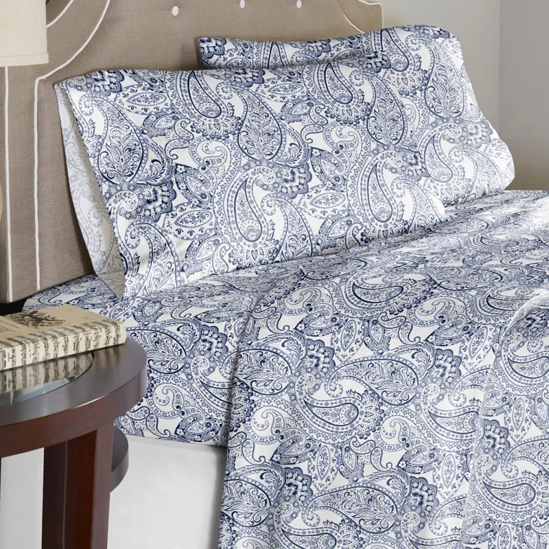 Pointehaven Boho Percale Paisley Sheet Set