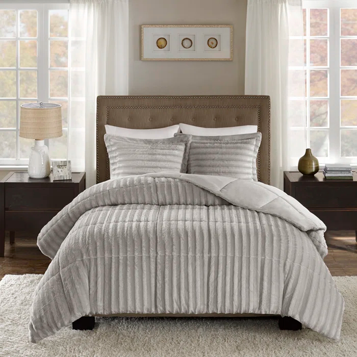 Madison Park Faux Fur 3 Piece Comforter Set
