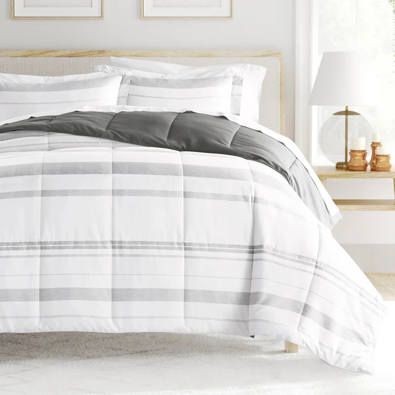 Becky Cameron Contemporary Coastal Stripe Down-Alternative Lightweight Comforter Set