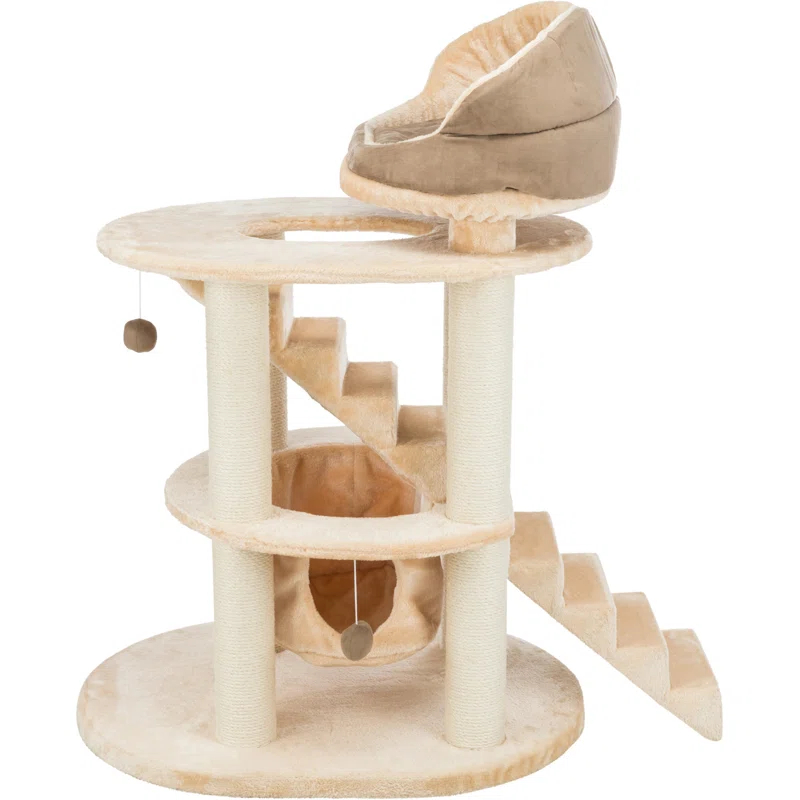 TRIXIE Elsa Senior 43.7" Cat Tower, Sisal Scratching Posts, Plush Hammock, Stairs, Top Platform Bed, Dangling Cat Toy