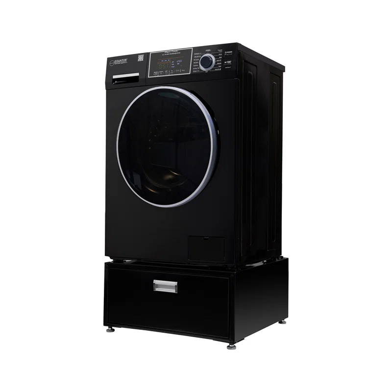 Equator Advanced Appliances All-in-one Washer Dryer Ventless FULLY BUILTIN 0-CLEARANCE 1.62cf/15lbs 110V 1400RPM with Pedestal EZ 4700 C + PDL 4455 Black