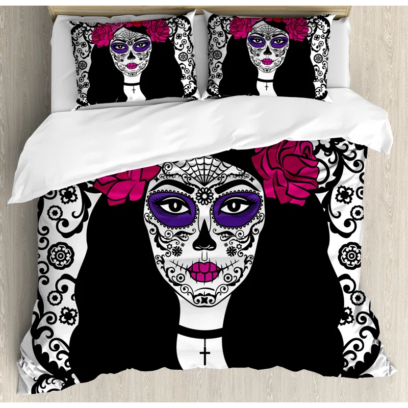 Ambesonne Sugar Skull Modern & Contemporary Duvet Cover