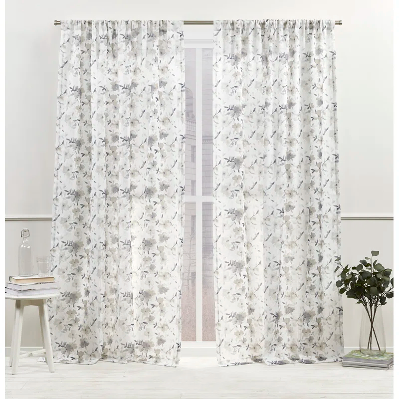 Nicole Miller Nicole Miller New York Hattie Light Filtering, Semi Sheer Rod Pocket Curtain Panels (Set of 2)
