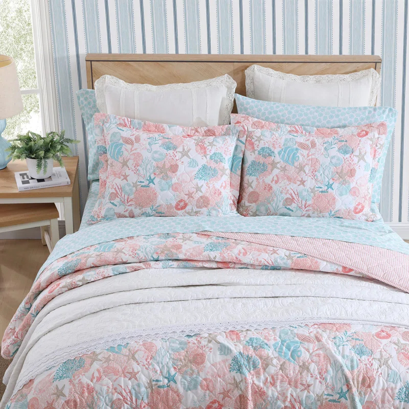 Laura Ashley Standard Cotton Reversible Quilt Set