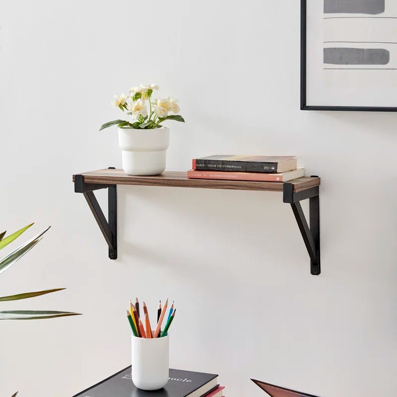 17 Stories Floating Wall Shelf on Triangle Bracket
