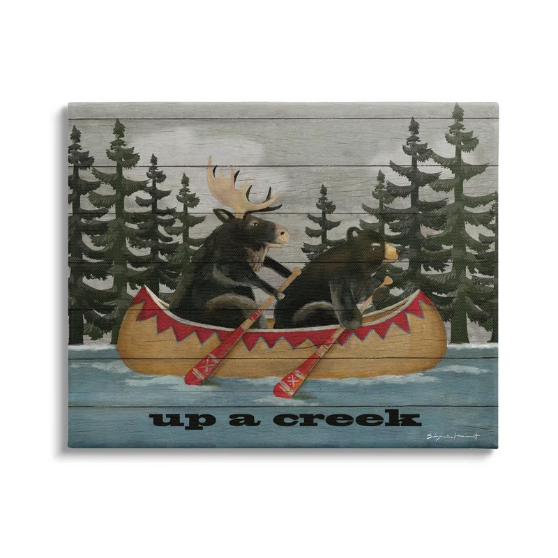 Stupell Industries " Up A Creek Woodland Cabin Canoe " by Stephanie Workman Marrott